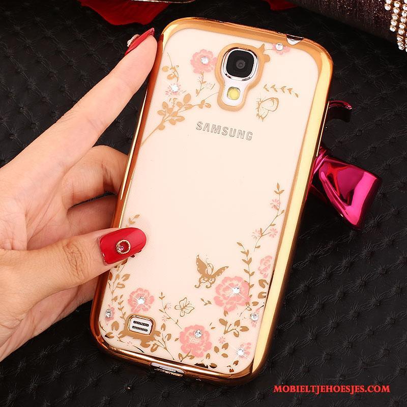 Samsung Galaxy S4 Hoesje Telefoon Met Strass Rose Goud Ster Siliconen Ring