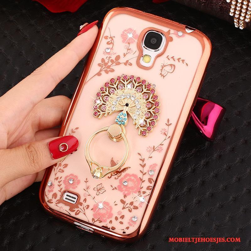 Samsung Galaxy S4 Hoesje Telefoon Met Strass Rose Goud Ster Siliconen Ring