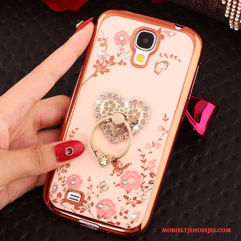 Samsung Galaxy S4 Hoesje Telefoon Met Strass Rose Goud Ster Siliconen Ring