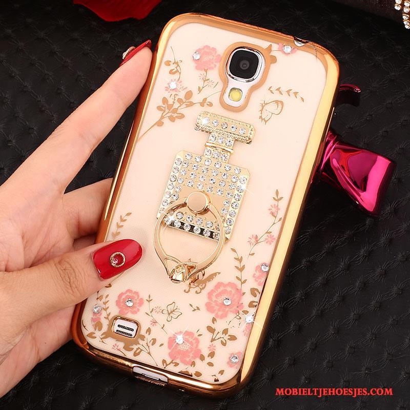 Samsung Galaxy S4 Hoesje Telefoon Met Strass Rose Goud Ster Siliconen Ring