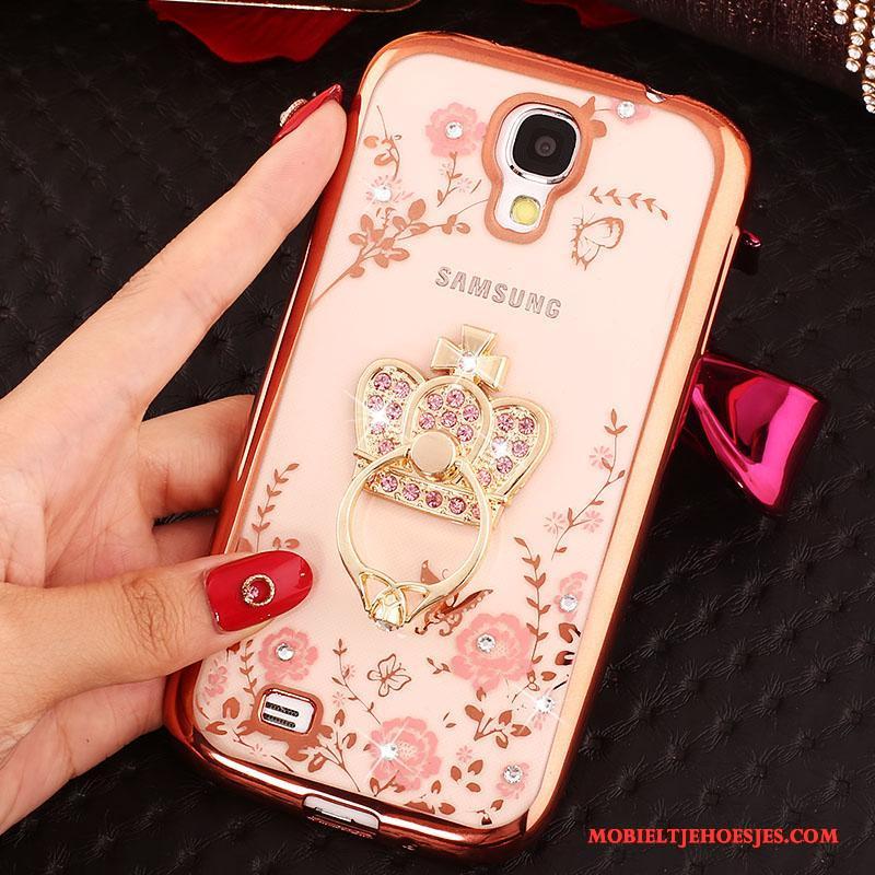 Samsung Galaxy S4 Hoesje Telefoon Met Strass Rose Goud Ster Siliconen Ring