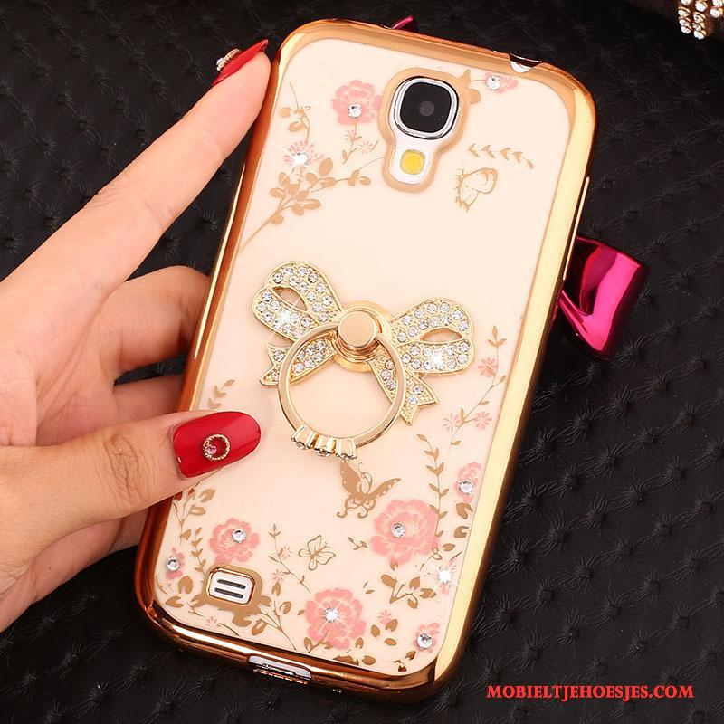 Samsung Galaxy S4 Hoesje Telefoon Met Strass Rose Goud Ster Siliconen Ring