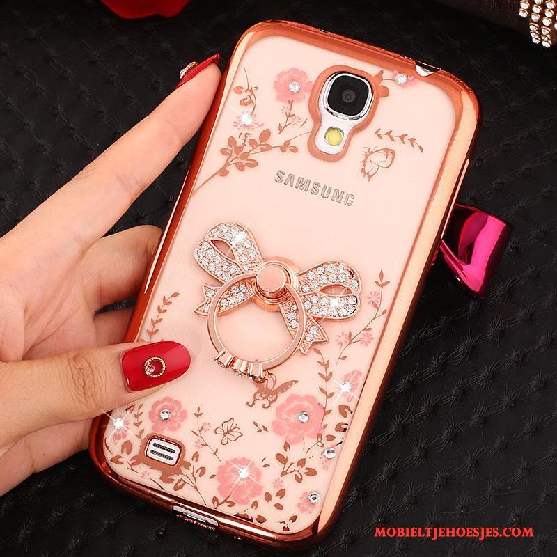 Samsung Galaxy S4 Hoesje Telefoon Met Strass Rose Goud Ster Siliconen Ring