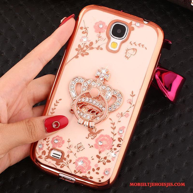 Samsung Galaxy S4 Hoesje Telefoon Met Strass Rose Goud Ster Siliconen Ring