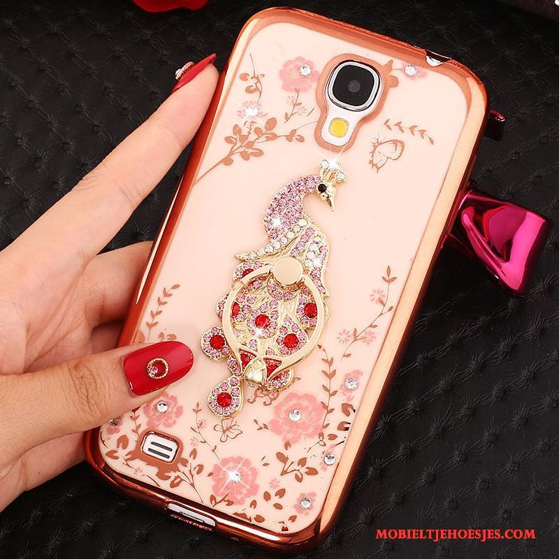 Samsung Galaxy S4 Hoesje Telefoon Met Strass Rose Goud Ster Siliconen Ring