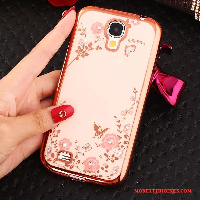 Samsung Galaxy S4 Hoesje Telefoon Met Strass Rose Goud Ster Siliconen Ring