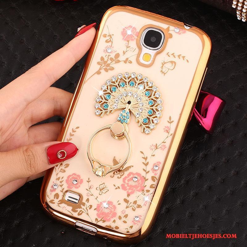 Samsung Galaxy S4 Hoesje Telefoon Met Strass Rose Goud Ster Siliconen Ring