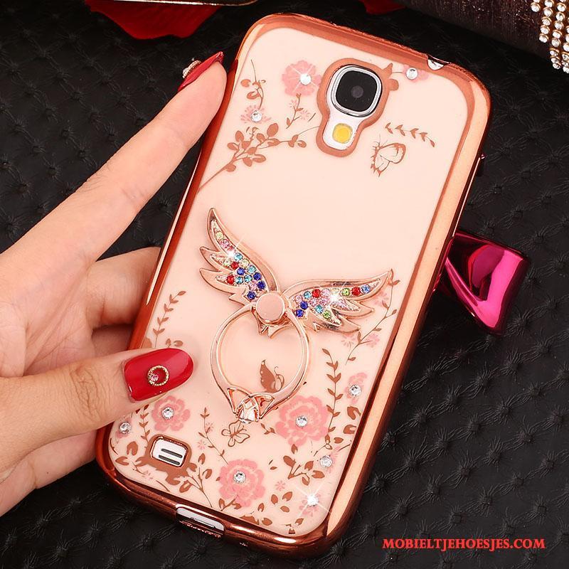 Samsung Galaxy S4 Hoesje Telefoon Met Strass Rose Goud Ster Siliconen Ring