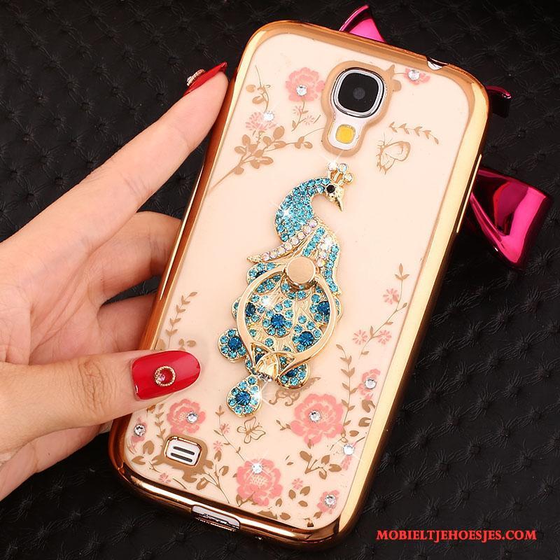 Samsung Galaxy S4 Hoesje Telefoon Met Strass Rose Goud Ster Siliconen Ring