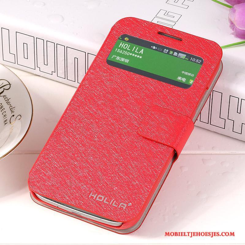 Samsung Galaxy S4 Hoesje Telefoon Mobiele Telefoon Leren Etui Folio Bescherming Rood Licht