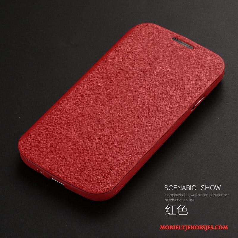 Samsung Galaxy S4 Leren Etui Zacht Ster All Inclusive Hoes Rood Hoesje Telefoon