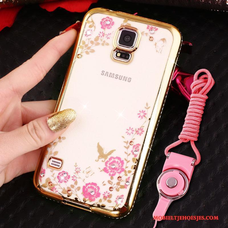Samsung Galaxy S4 Rose Goud Plating Met Strass Bescherming Hoes Ster Hoesje Telefoon