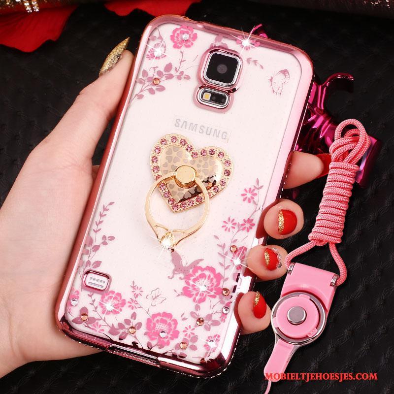 Samsung Galaxy S4 Rose Goud Plating Met Strass Bescherming Hoes Ster Hoesje Telefoon