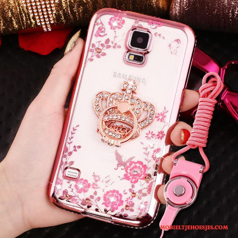 Samsung Galaxy S4 Rose Goud Plating Met Strass Bescherming Hoes Ster Hoesje Telefoon