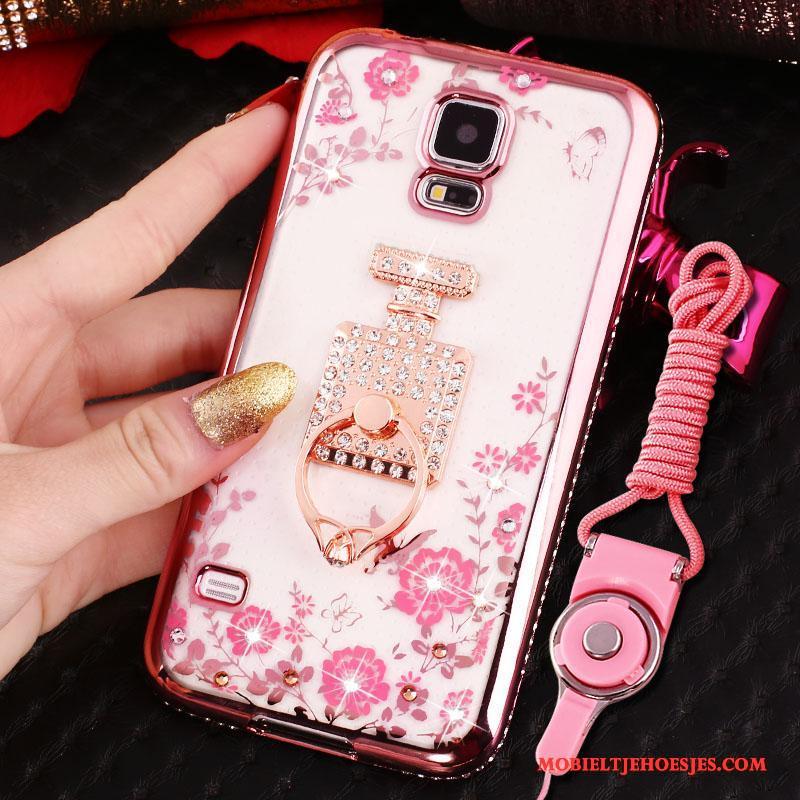 Samsung Galaxy S4 Rose Goud Plating Met Strass Bescherming Hoes Ster Hoesje Telefoon