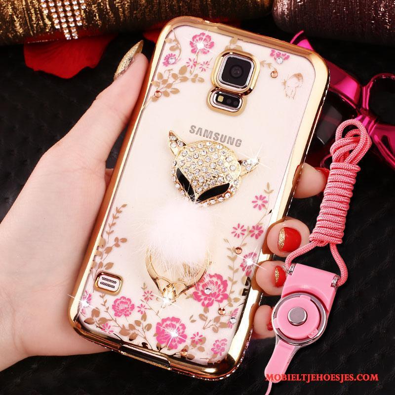 Samsung Galaxy S4 Rose Goud Plating Met Strass Bescherming Hoes Ster Hoesje Telefoon