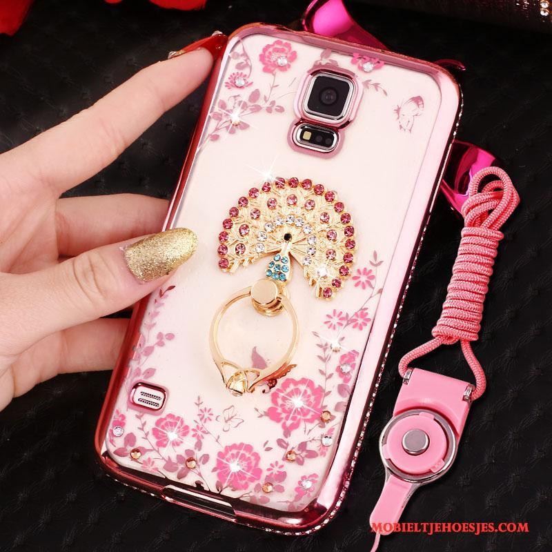 Samsung Galaxy S4 Rose Goud Plating Met Strass Bescherming Hoes Ster Hoesje Telefoon