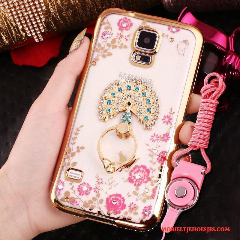 Samsung Galaxy S4 Rose Goud Plating Met Strass Bescherming Hoes Ster Hoesje Telefoon