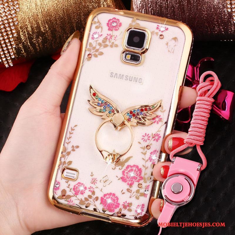 Samsung Galaxy S4 Rose Goud Plating Met Strass Bescherming Hoes Ster Hoesje Telefoon