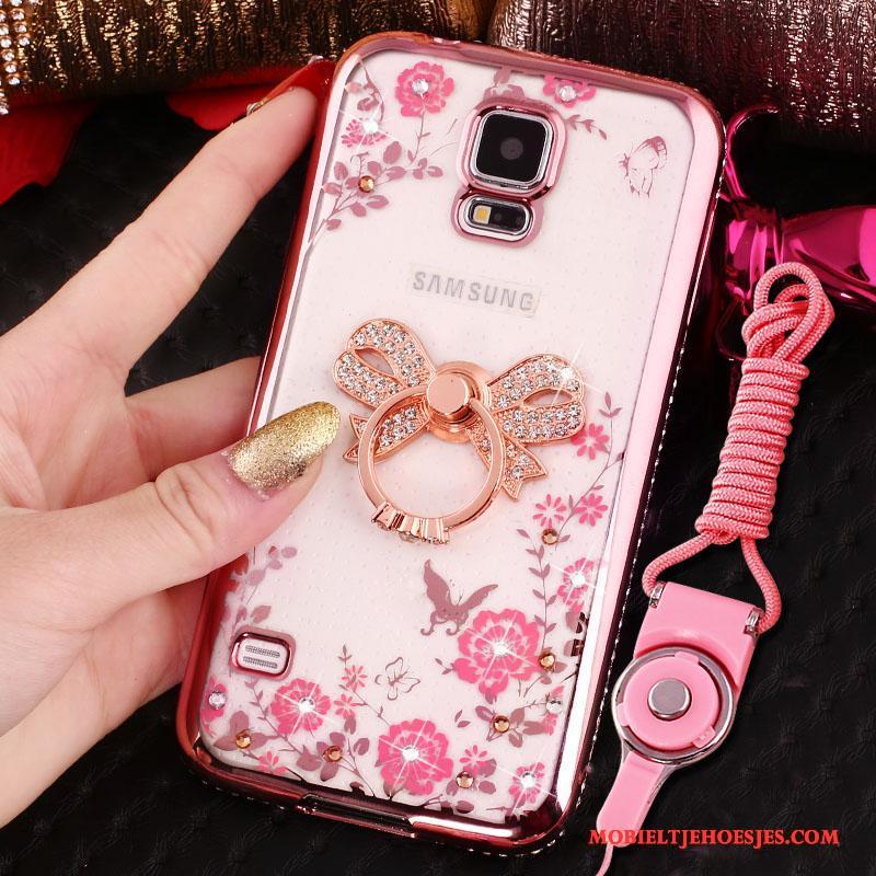 Samsung Galaxy S4 Rose Goud Plating Met Strass Bescherming Hoes Ster Hoesje Telefoon