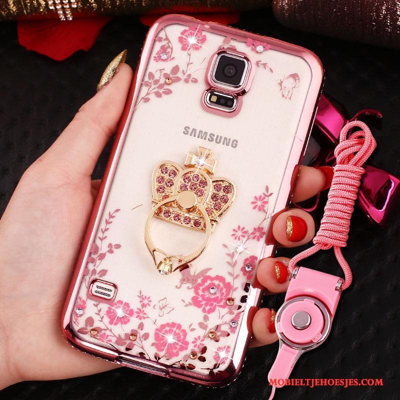 Samsung Galaxy S4 Rose Goud Plating Met Strass Bescherming Hoes Ster Hoesje Telefoon