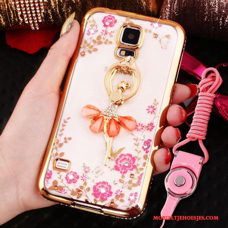 Samsung Galaxy S4 Rose Goud Plating Met Strass Bescherming Hoes Ster Hoesje Telefoon