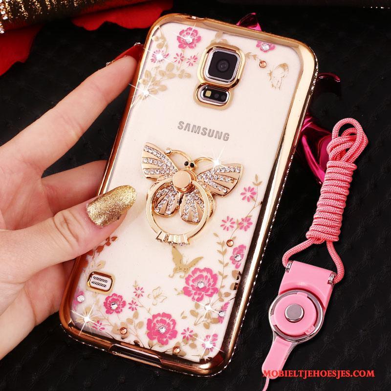 Samsung Galaxy S4 Rose Goud Plating Met Strass Bescherming Hoes Ster Hoesje Telefoon