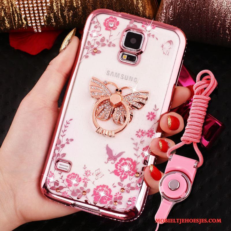 Samsung Galaxy S4 Rose Goud Plating Met Strass Bescherming Hoes Ster Hoesje Telefoon