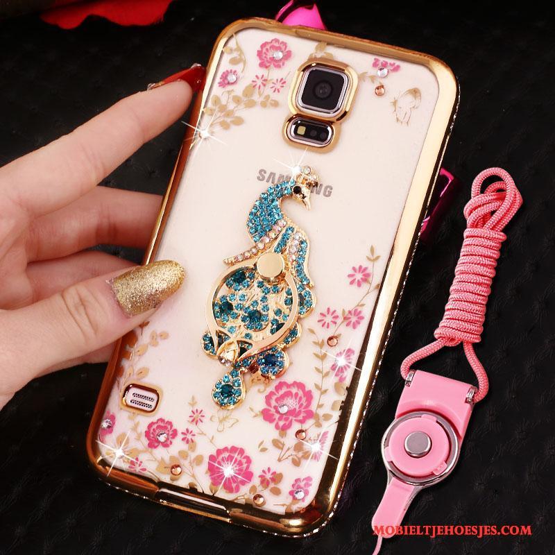 Samsung Galaxy S4 Rose Goud Plating Met Strass Bescherming Hoes Ster Hoesje Telefoon