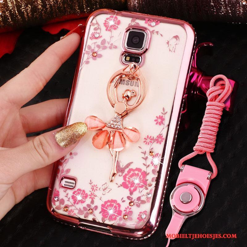 Samsung Galaxy S4 Rose Goud Plating Met Strass Bescherming Hoes Ster Hoesje Telefoon