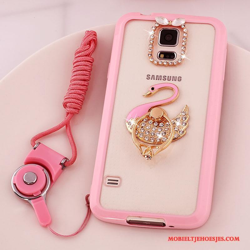 Samsung Galaxy S5 Bescherming Roze Hoes Hoesje Telefoon Ster Doorzichtig Hanger