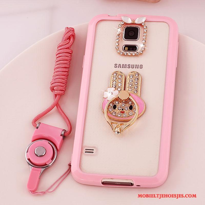 Samsung Galaxy S5 Bescherming Roze Hoes Hoesje Telefoon Ster Doorzichtig Hanger