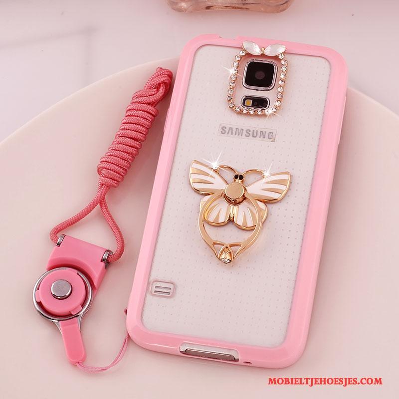 Samsung Galaxy S5 Bescherming Roze Hoes Hoesje Telefoon Ster Doorzichtig Hanger