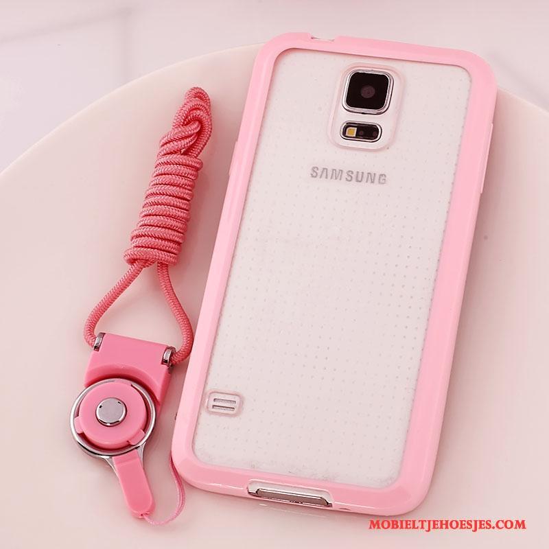 Samsung Galaxy S5 Bescherming Roze Hoes Hoesje Telefoon Ster Doorzichtig Hanger