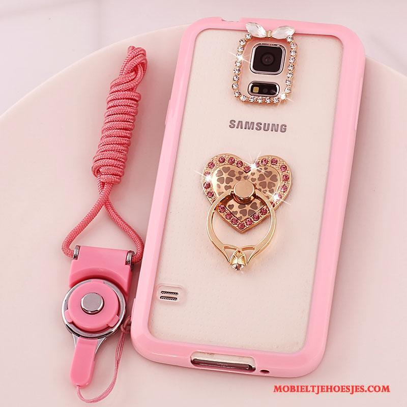 Samsung Galaxy S5 Bescherming Roze Hoes Hoesje Telefoon Ster Doorzichtig Hanger