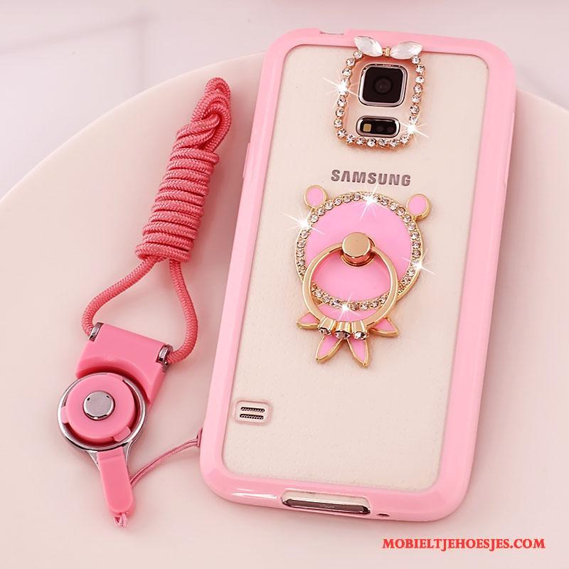 Samsung Galaxy S5 Bescherming Roze Hoes Hoesje Telefoon Ster Doorzichtig Hanger