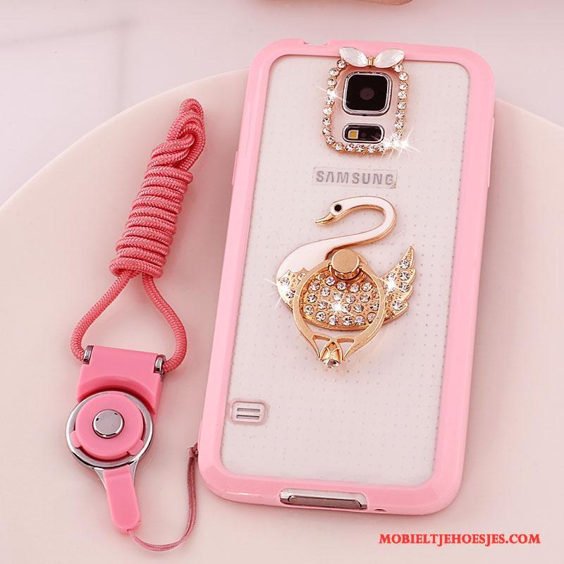 Samsung Galaxy S5 Bescherming Roze Hoes Hoesje Telefoon Ster Doorzichtig Hanger