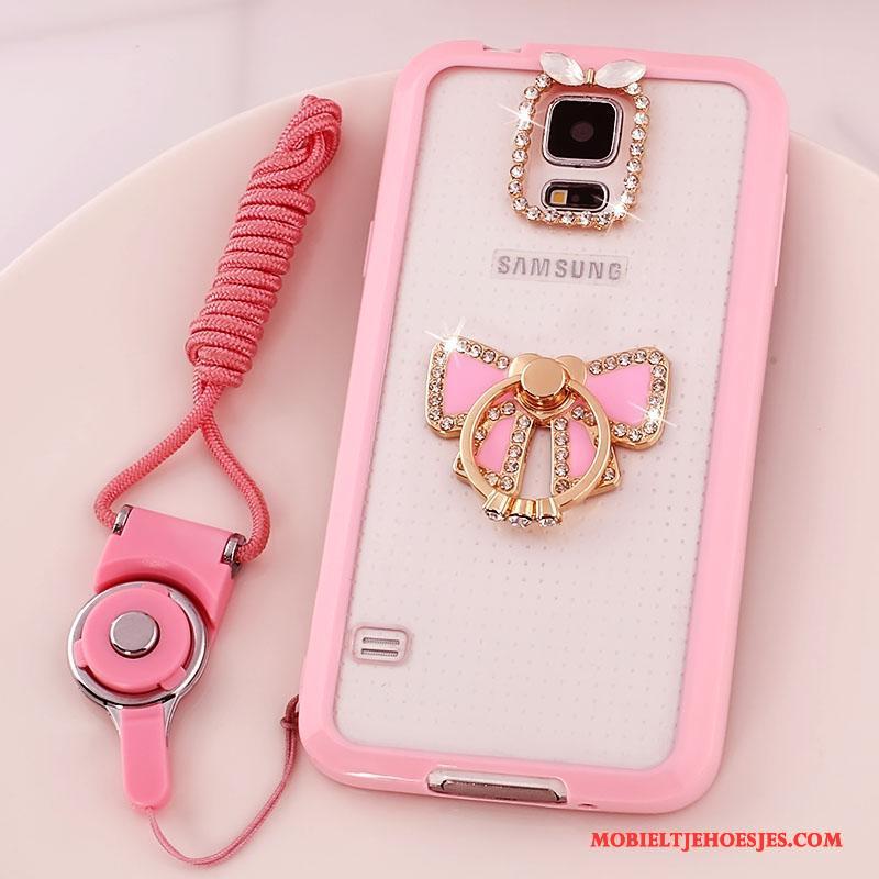 Samsung Galaxy S5 Bescherming Roze Hoes Hoesje Telefoon Ster Doorzichtig Hanger