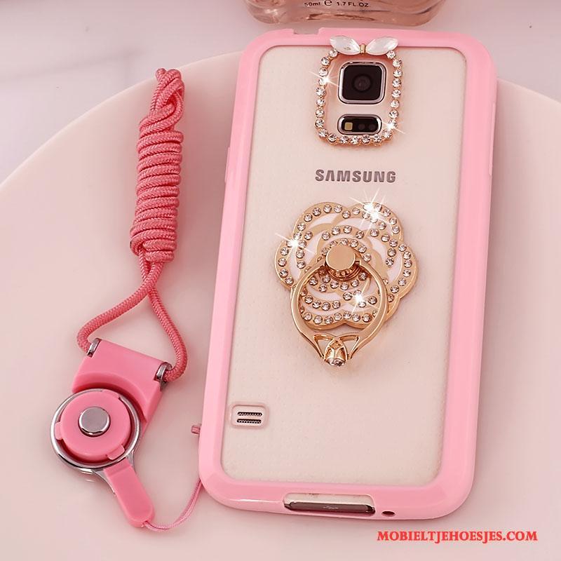 Samsung Galaxy S5 Bescherming Roze Hoes Hoesje Telefoon Ster Doorzichtig Hanger