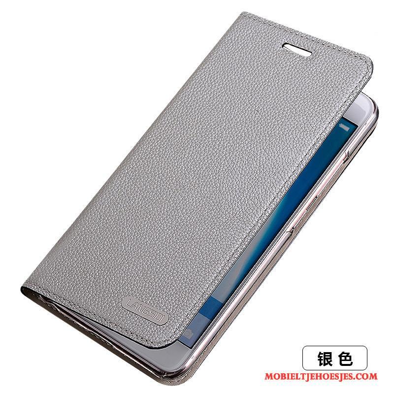 Samsung Galaxy S5 Hoesje Anti-fall Clamshell Blauw Echt Leer Dun Telefoon