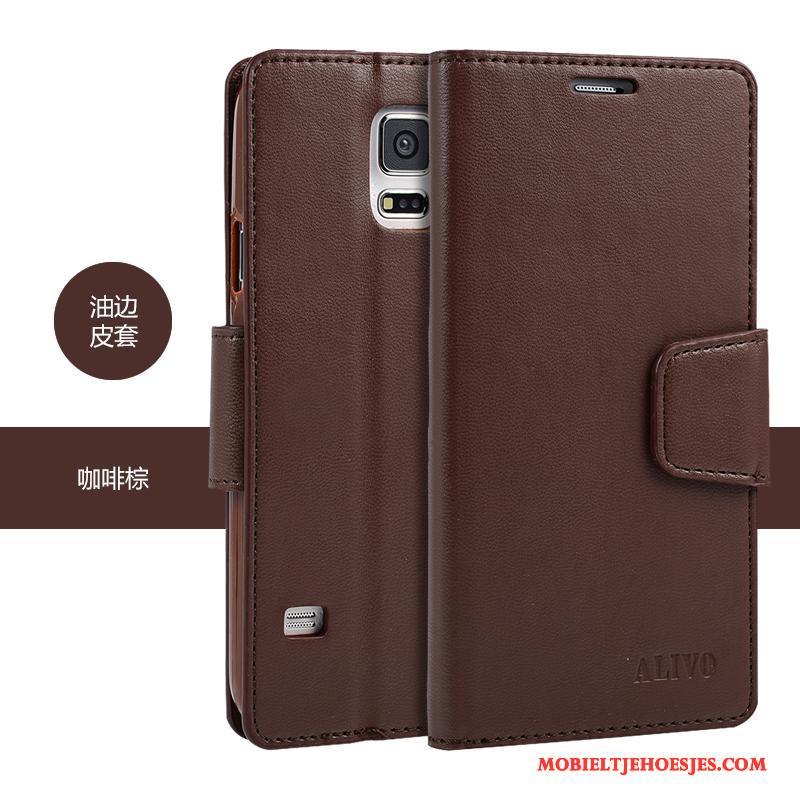 Samsung Galaxy S5 Hoesje Bescherming Siliconen Hoes Leren Etui Zacht Ster Clamshell