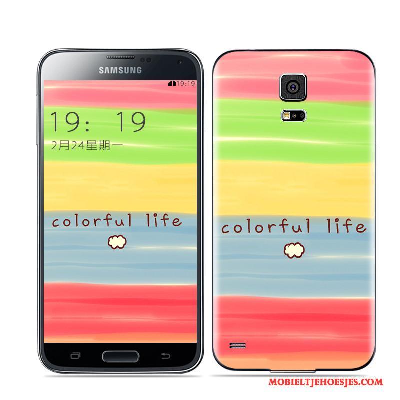 Samsung Galaxy S5 Hoesje Kleur Mobiele Telefoon Ster Wit Goud Achterklep