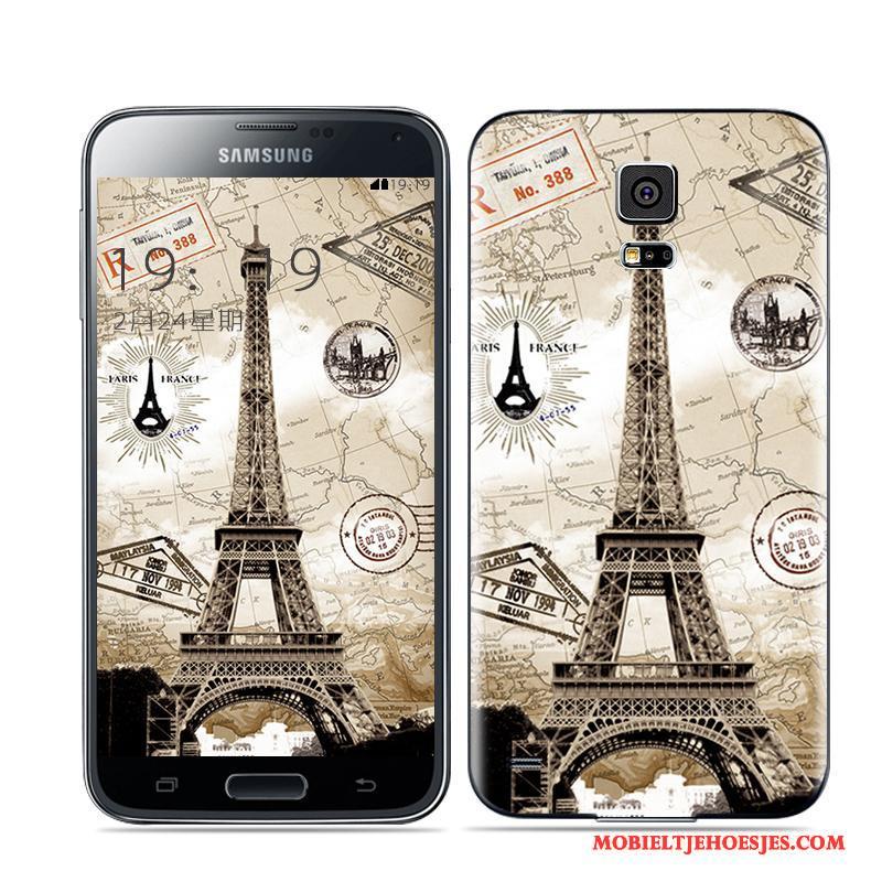 Samsung Galaxy S5 Hoesje Kleur Mobiele Telefoon Ster Wit Goud Achterklep