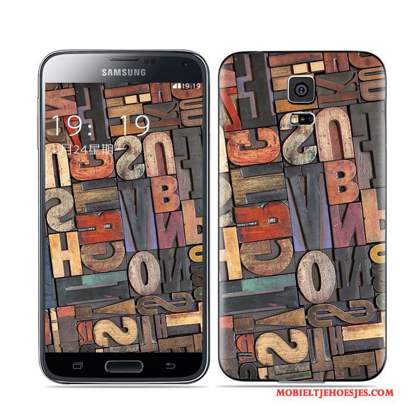 Samsung Galaxy S5 Hoesje Kleur Mobiele Telefoon Ster Wit Goud Achterklep