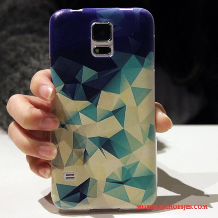 Samsung Galaxy S5 Hoesje Telefoon Anti-fall Blauw Siliconen Zacht Bescherming Spotprent