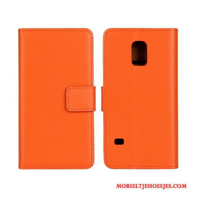 Samsung Galaxy S5 Leren Etui Oranje Hoes Hoesje Telefoon Ster Bescherming