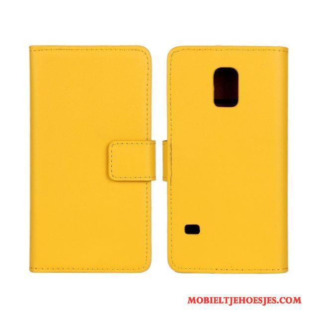 Samsung Galaxy S5 Leren Etui Oranje Hoes Hoesje Telefoon Ster Bescherming