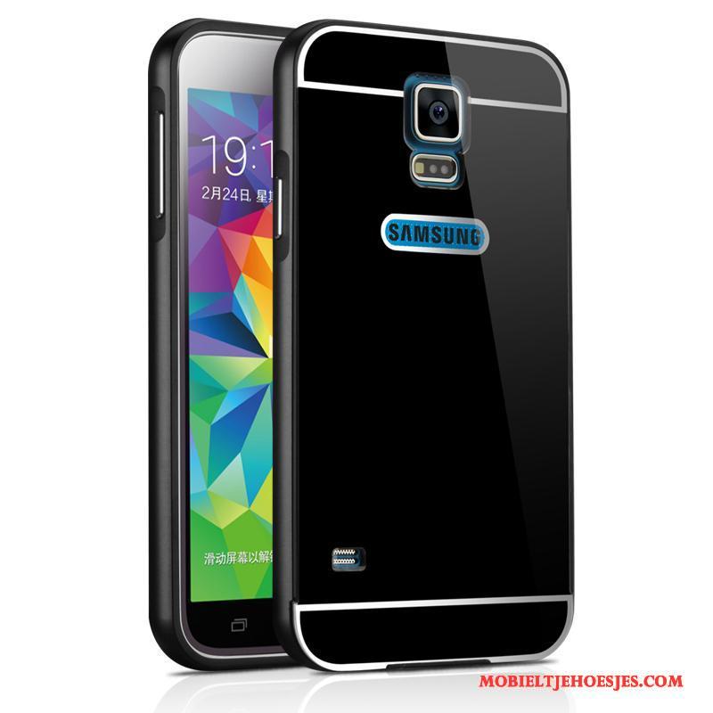 Samsung Galaxy S5 Ster Achterklep Omlijsting Hoesje Bescherming Zwart Metaal