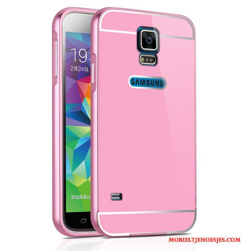 Samsung Galaxy S5 Ster Achterklep Omlijsting Hoesje Bescherming Zwart Metaal