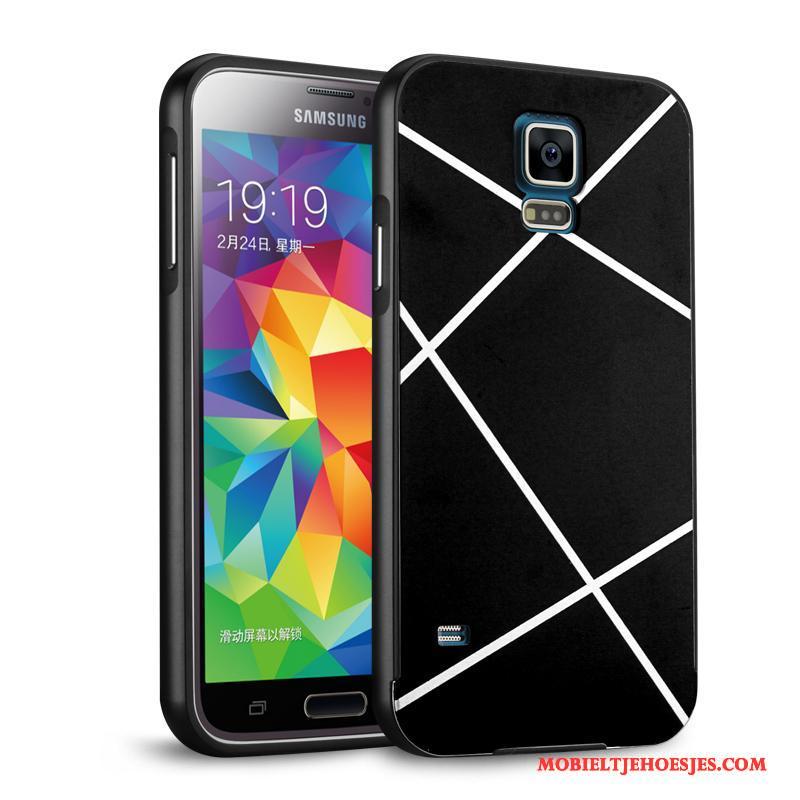 Samsung Galaxy S5 Ster Achterklep Omlijsting Hoesje Bescherming Zwart Metaal